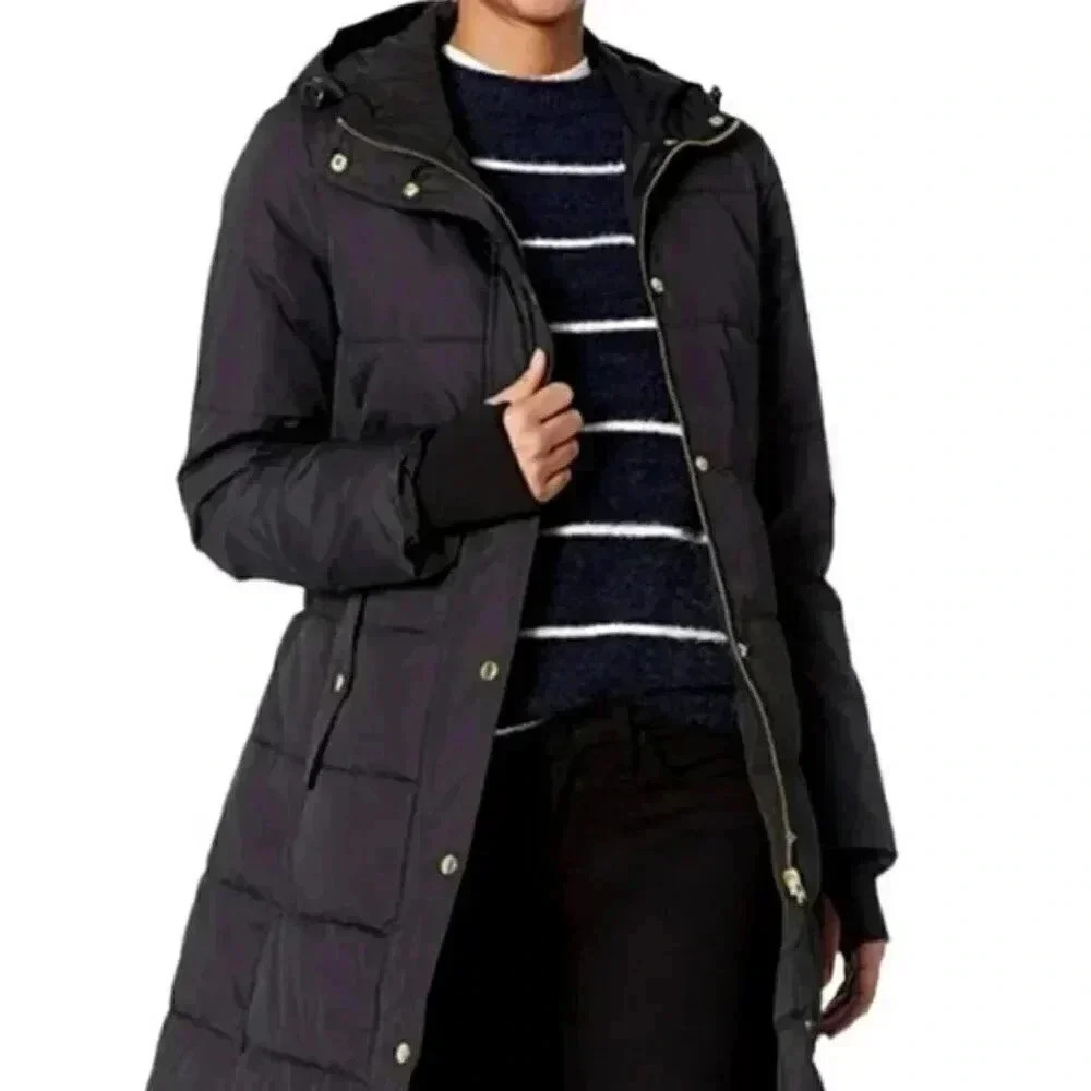 J.Crew Mercantile Long Puffer Coat Winter Jacket Black Size Small